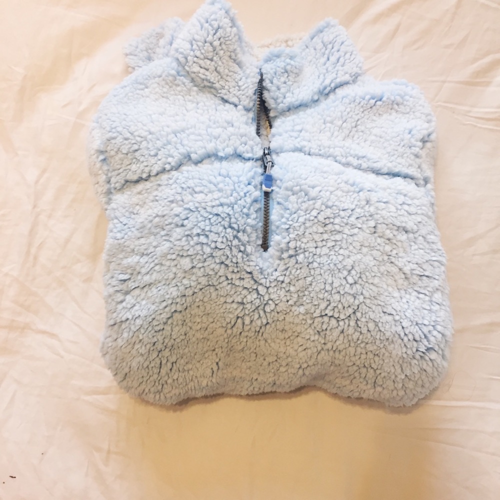 Light blue fleece pullover